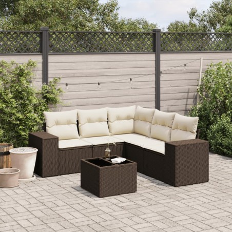 vidaXL Set Divano da Giardino 6 pz con Cuscini Marrone in Polyrattan