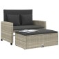 vidaXL Divano da Giardino con Cuscini 2 Posti Grigio Chiaro Polyrattan