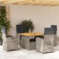 vidaXL Set da Pranzo da Giardino 5 pz con Cuscini in Polyrattan Grigio vidaXL Set da Pranzo da Giardino 5 pz con Cuscini in Polyrattan Grigio