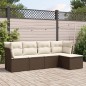 vidaXL Set Divano da Giardino 5 pz con Cuscini Marrone in Polyrattan vidaXL Set Divano da Giardino 5 pz con Cuscini Marrone in Polyrattan