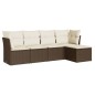 vidaXL Set Divano da Giardino 5 pz con Cuscini Marrone in Polyrattan vidaXL Set Divano da Giardino 5 pz con Cuscini Marrone in Polyrattan