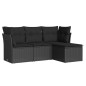 vidaXL Set Divani da Giardino 4 pz con Cuscini Nero in Polyrattan vidaXL Set Divani da Giardino 4 pz con Cuscini Nero in Polyrattan