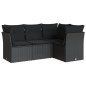 vidaXL Set Divani da Giardino 4 pz con Cuscini Nero in Polyrattan vidaXL Set Divani da Giardino 4 pz con Cuscini Nero in Polyrattan