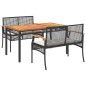 vidaXL Set da Pranzo da Giardino 3 pz con Cuscini Nero in Polyrattan vidaXL Set da Pranzo da Giardino 3 pz con Cuscini Nero in Polyrattan