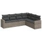 vidaXL Set Divano da Giardino 6 pz con Cuscini Grigio in Polyrattan