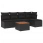 vidaXL Set Divano da Giardino 6 pz con Cuscini Nero in Polyrattan vidaXL Set Divano da Giardino 6 pz con Cuscini Nero in Polyrattan