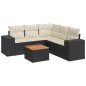 vidaXL Set Divano da Giardino 6 pz con Cuscini Nero in Polyrattan