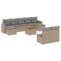 vidaXL Set Divano da Giardino 10 pz con Cuscini Beige in Polyrattan