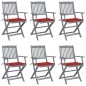 vidaXL Sedie da Giardino Pieghevoli 6pz con Cuscini in Massello Acacia vidaXL Sedie da Giardino Pieghevoli 6pz con Cuscini in Massello Acacia
