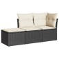 vidaXL Set Divani da Giardino 3 pz con Cuscini in Polyrattan Nero vidaXL Set Divani da Giardino 3 pz con Cuscini in Polyrattan Nero