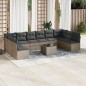 vidaXL Set Divani da Giardino 11 pz con Cuscini in Polyrattan Grigio vidaXL Set Divani da Giardino 11 pz con Cuscini in Polyrattan Grigio