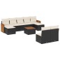 vidaXL Set Divani da Giardino 10pz con Cuscini in Polyrattan Nero vidaXL Set Divani da Giardino 10pz con Cuscini in Polyrattan Nero