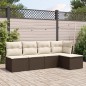 vidaXL Set Divano da Giardino 5 pz con Cuscini Marrone in Polyrattan vidaXL Set Divano da Giardino 5 pz con Cuscini Marrone in Polyrattan