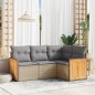 vidaXL Set Divano da Giardino 4 pz con Cuscini Beige in Polyrattan vidaXL Set Divano da Giardino 4 pz con Cuscini Beige in Polyrattan