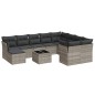 vidaXL Set Divani da Giardino 11 pz con Cuscini in Polyrattan Grigio vidaXL Set Divani da Giardino 11 pz con Cuscini in Polyrattan Grigio