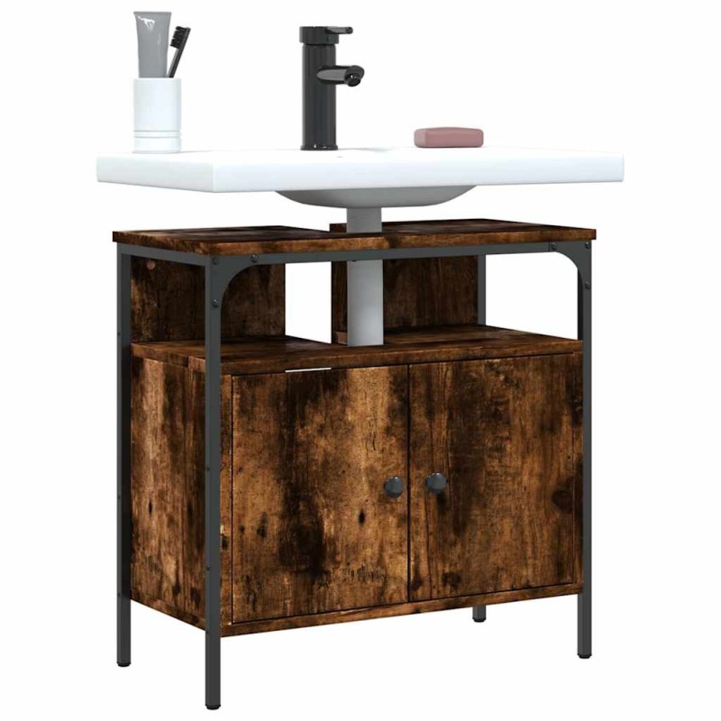 vidaXL Mobile Lavabo Bagno Rovere Fumo 60x30x60 cm Legno Multistrato vidaXL Mobile Lavabo Bagno Rovere Fumo 60x30x60 cm Legno Multistrato