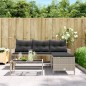 vidaXL Divano Giardino Tavolo e Cuscini a L Grigio Chiaro Polyrattan