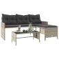 vidaXL Divano Giardino Tavolo e Cuscini a L Grigio Chiaro Polyrattan