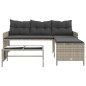 vidaXL Divano Giardino Tavolo e Cuscini a L Grigio Chiaro Polyrattan