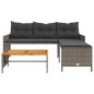 vidaXL Divano da Giardino con Tavolo e Cuscini a L Grigio Polyrattan vidaXL Divano da Giardino con Tavolo e Cuscini a L Grigio Polyrattan