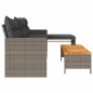 vidaXL Divano da Giardino con Tavolo e Cuscini a L Grigio Polyrattan vidaXL Divano da Giardino con Tavolo e Cuscini a L Grigio Polyrattan