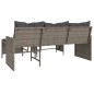 vidaXL Divano da Giardino con Tavolo e Cuscini a L Grigio Polyrattan vidaXL Divano da Giardino con Tavolo e Cuscini a L Grigio Polyrattan