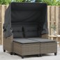 vidaXL Divano Giardino 2Posti Baldacchino e Sgabelli Grigio Polyrattan vidaXL Divano Giardino 2Posti Baldacchino e Sgabelli Grigio Polyrattan