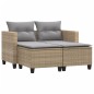 vidaXL Divano da Giardino 2 Posti con Sgabelli Beige in Polyrattan