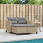 vidaXL Divano da Giardino 2 Posti con Sgabelli Beige in Polyrattan