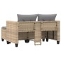 vidaXL Divano da Giardino 2 Posti con Sgabelli Beige in Polyrattan