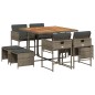 vidaXL Set da Pranzo da Giardino 9 pz con Cuscini in Polyrattan Grigio vidaXL Set da Pranzo da Giardino 9 pz con Cuscini in Polyrattan Grigio