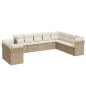 vidaXL Set Divano da Giardino 10 pz con Cuscini Beige in Polyrattan
