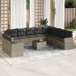 vidaXL Set Divani da Giardino 11 pz con Cuscini in Polyrattan Grigio vidaXL Set Divani da Giardino 11 pz con Cuscini in Polyrattan Grigio