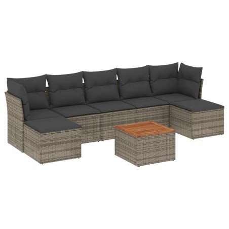 vidaXL Set Divano da Giardino 8 pz con Cuscini Grigio in Polyrattan