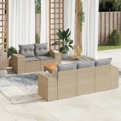 vidaXL Set Divano da Giardino 6 pz con Cuscini Beige in Polyrattan