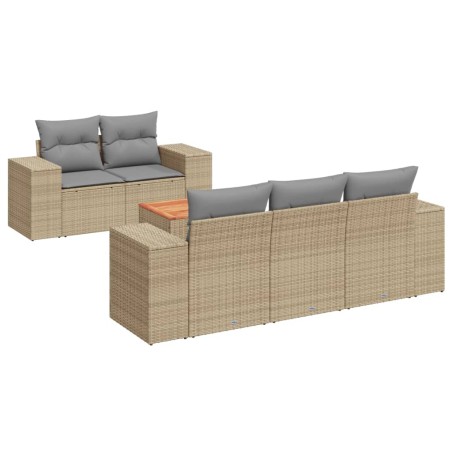 vidaXL Set Divano da Giardino 6 pz con Cuscini Beige in Polyrattan