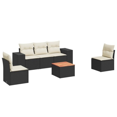 vidaXL Set Divano da Giardino 6 pz con Cuscini Nero in Polyrattan
