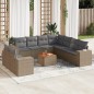 vidaXL Set Divano da Giardino 10 pz con Cuscini Beige in Polyrattan vidaXL Set Divano da Giardino 10 pz con Cuscini Beige in Polyrattan