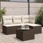 vidaXL Set Divano da Giardino 5 pz con Cuscini Marrone in Polyrattan vidaXL Set Divano da Giardino 5 pz con Cuscini Marrone in Polyrattan