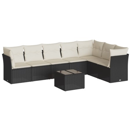 vidaXL Set Divani da Giardino con Cuscini 8 pz Nero in Polyrattan