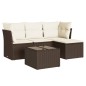 vidaXL Set Divano da Giardino 5 pz con Cuscini Marrone in Polyrattan vidaXL Set Divano da Giardino 5 pz con Cuscini Marrone in Polyrattan