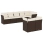 vidaXL Set Divani da Giardino 8 pz con Cuscini Marrone in Polyrattan