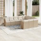 vidaXL Set Divano da Giardino 10 pz con Cuscini Beige in Polyrattan vidaXL Set Divano da Giardino 10 pz con Cuscini Beige in Polyrattan