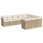 vidaXL Set Divano da Giardino 10 pz con Cuscini Beige in Polyrattan vidaXL Set Divano da Giardino 10 pz con Cuscini Beige in Polyrattan