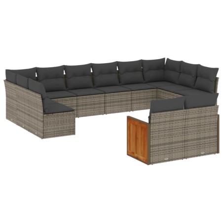 vidaXL Set Divani da Giardino 12 pz con Cuscini Grigio in Polyrattan