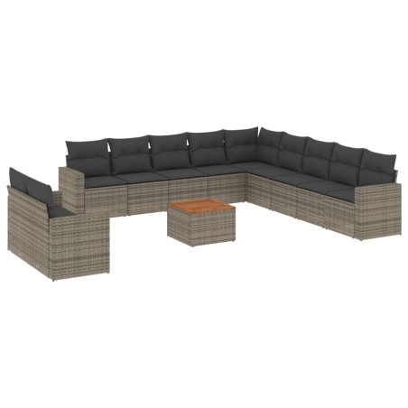 vidaXL Set Divani da Giardino 12 pz con Cuscini Grigio in Polyrattan