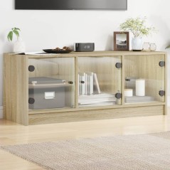vidaXL Mobile Porta TV con Ante in Vetro Rovere Sonoma 102x37x42 cm