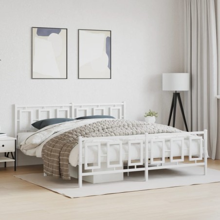 vidaXL Giroletto con Testiera e Pediera Metallo Bianco 183x213 cm