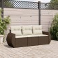 vidaXL Set Divano da Giardino 3 pz con Cuscini Marrone in Polyrattan vidaXL Set Divano da Giardino 3 pz con Cuscini Marrone in Polyrattan