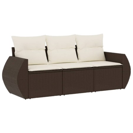 vidaXL Set Divano da Giardino 3 pz con Cuscini Marrone in Polyrattan